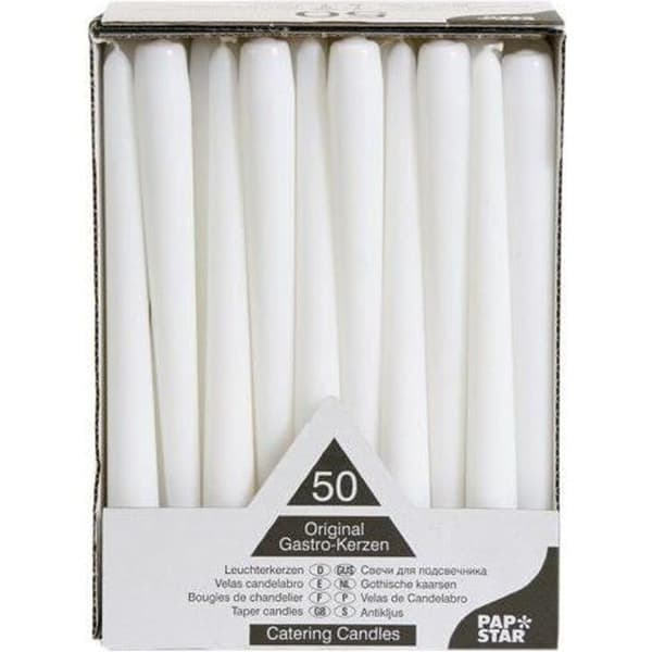 Papstar 17966 förpackning med 50 ljus, vita, 2,2 x 25 cm