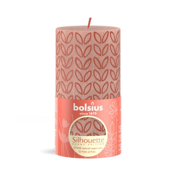 No Brand Bolsius Pillar Candle Silhouette Misty Pink With Print 130x68 Mm