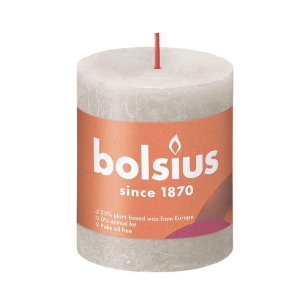 Bolsius lys 8x6,8 cm Sandgrå Rustik