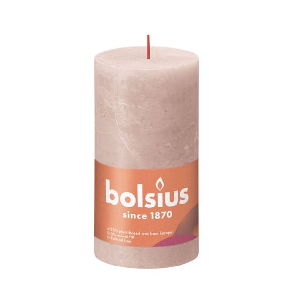 Bolsius rustik søjlelys Misty Pink 13x6,8 cm