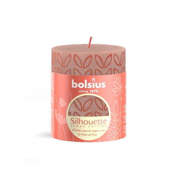 Bolsius Silhouette Pillar Candle Misty Pink Med Print 8x6,8 cm