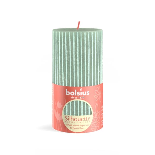 Bolsius Silhouette Pillar Candle Jade Green With Print 13x6,8 cm