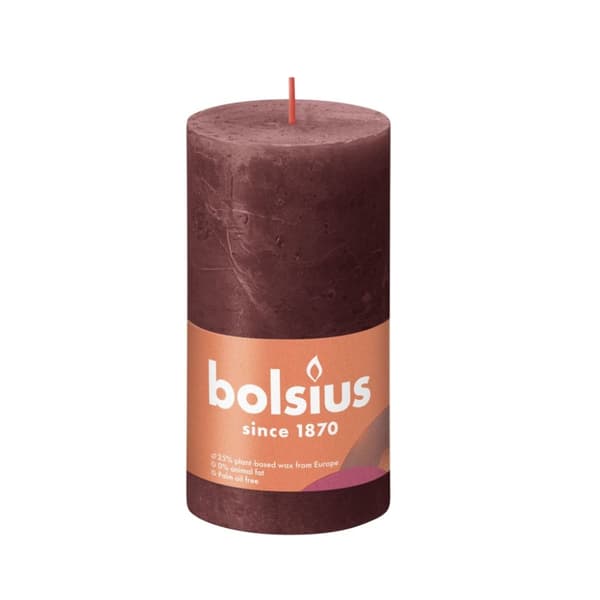 Bolsius lys 13x6,8 cm Mørkerød Rustik