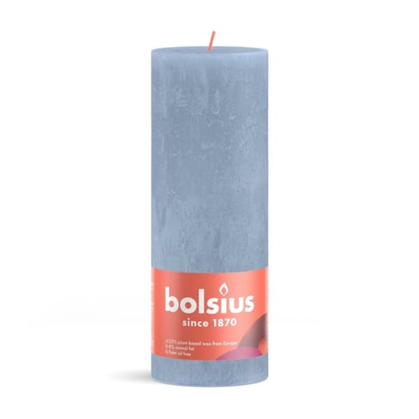 Bolsius rustik søjlelys 19x6,8 cm Himmelblå