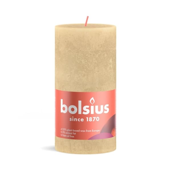 Bolsius Søjlelys Rustik 13x6,8 cm Havrebeige