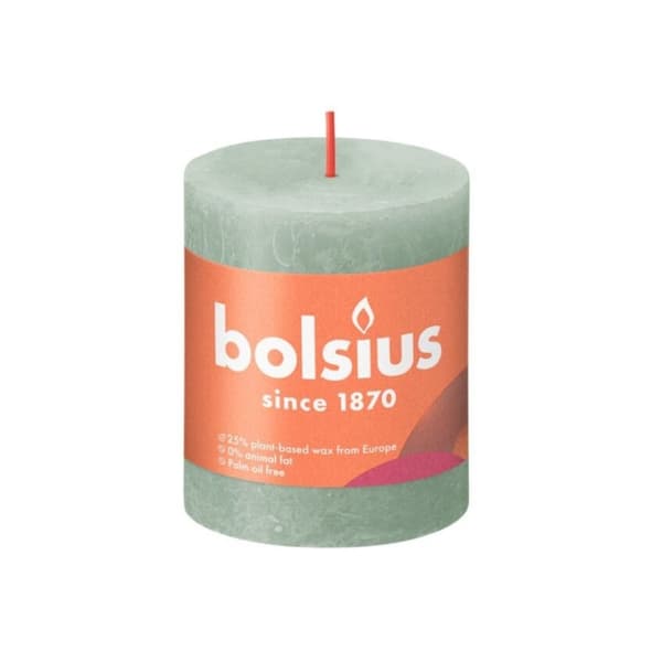 Bolsius rustik søjlelys 8x6,8 cm Jadegrøn