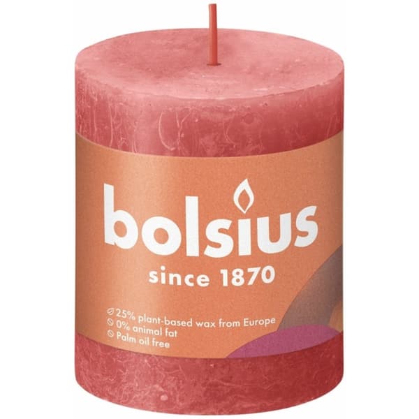 Bolsius rustik søjlelys 8x6,8 cm Blossom Pink