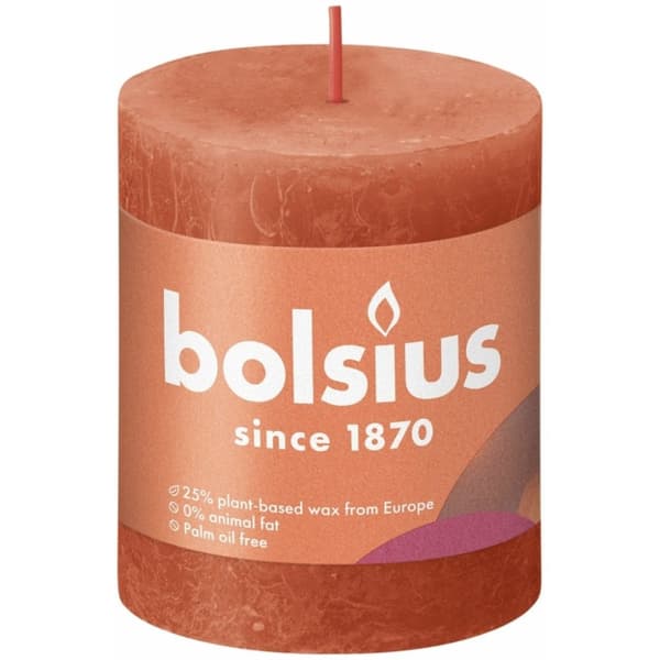 Bolsius rustik søjlelys 8x6,8 cm Jordagtig orange
