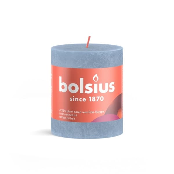 Bolsius rustik søjlelys 8x6,8 cm Himmelblå