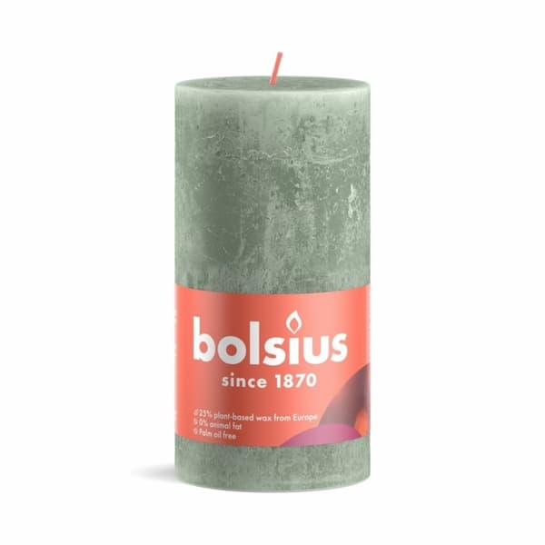 Bolsius Pelarljus Rustik 13x6,8 cm Jadegrön