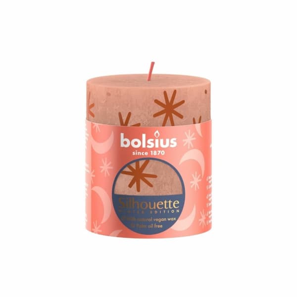 Bolsius Rustik Søjlelys 8x6,8 cm Cremet Karamel Med Tryk