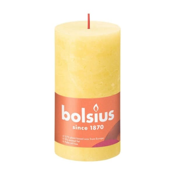Bolsius Pelarljus Rustik 13x6,8 cm Solgul