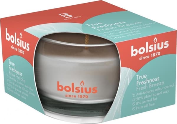 Bolsius Duftlys Ægte Friskhed Frisk Breeze 8 cm Glasdekoration Atmosfærelys