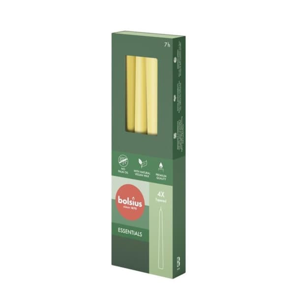 Bolsius gotiske stearinlys 4 stykker Sunny Yellow