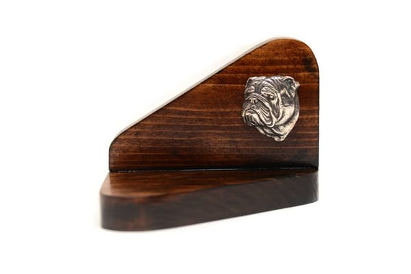 Engelsk bulldog, Bulldog II - trælysestage med hund, fyrfadslysstativ, hundemindesmærke af Art-Dog