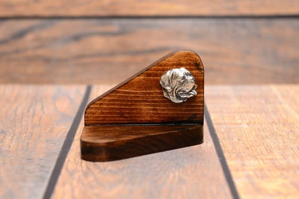 Bordeaux Dog, Dogue de Bordeaux, Ranskan mastiffi I - puinen kynttilänjalka koiralla, kynttilänjalka, Art-Dogin koiramuistomerkki