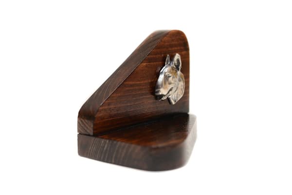 Bull Terrier, Bull Terrier II - träljusstake med hund, värmeljusställ, hundminnesmärke av Art-Dog