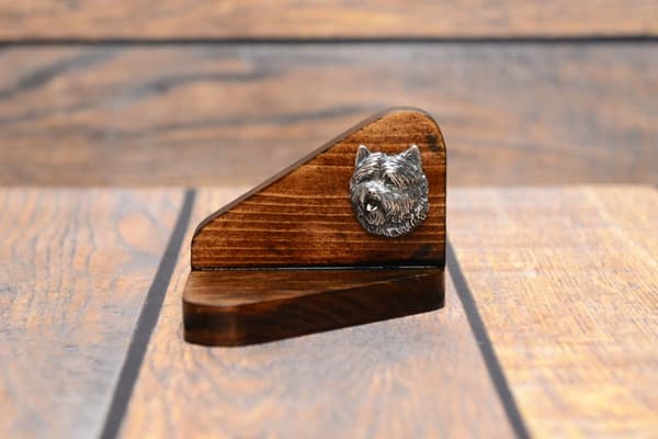 Cairn Terrier - träljusstake med hund, värmeljusställ, hundminnesmärke av Art-Dog