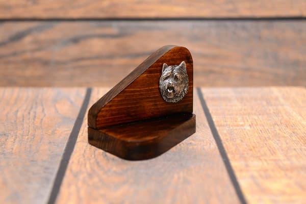Cairn Terrier - träljusstake med hund, värmeljusställ, hundminnesmärke av Art-Dog