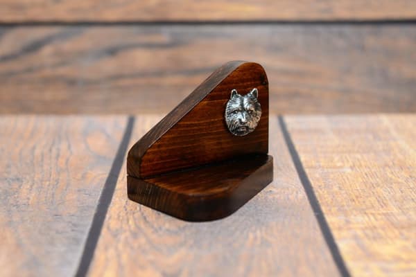 Norwich Terrier - träljusstake med hund, värmeljusställ, hundminnesmärke av Art-Dog