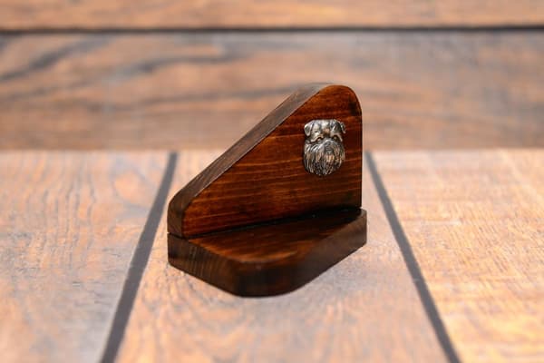Bryssel Griffon, Griffon bruxellois - träljusstake med hund, värmeljusställ, hundminnesmärke av Art-Dog