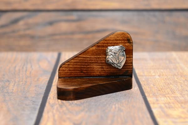 Engelsk bulldog, Bulldog III - träljusstake med hund, värmeljusställ, hundminnesmärke av Art-Dog