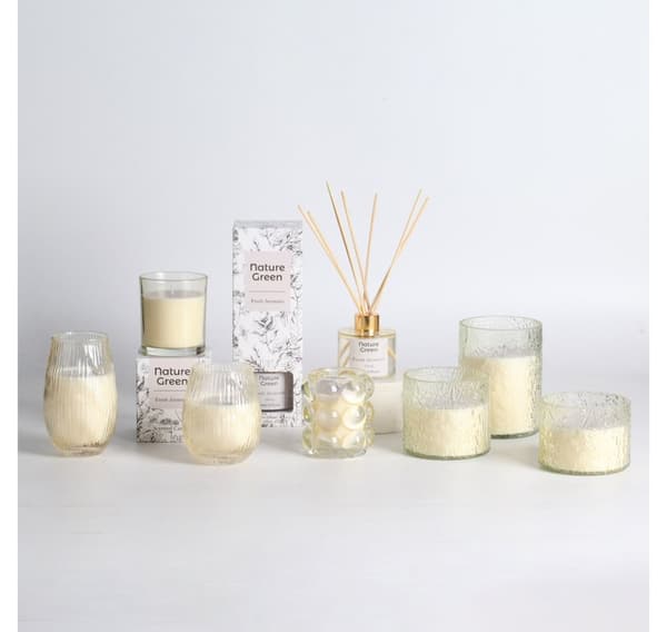 Duftlys i glas NATURE GRØN H10,8cm, Fresh Aromatic