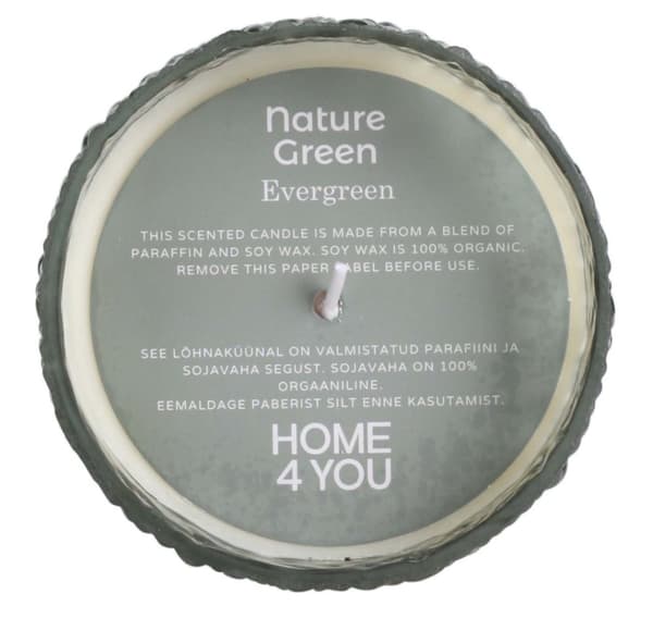 Duftlys i glas NATURE GREEN H9cm, Evergreen