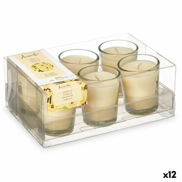 Dufte stearinlyssæt Acorde 48-C-AR Vanilje Glas (12 enheder)