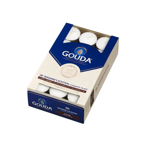 Gouda fyrfadslys 8 timer 30 stk Hvid