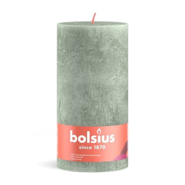 Bolsius rustik søjlelys 19x6,8 cm Jadegrøn