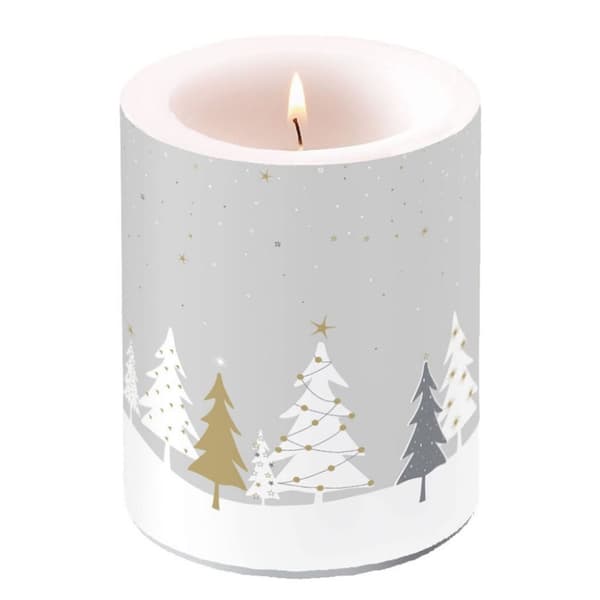 Ambiente Pillar Candle Midnight Trees 10x12 cm Grå