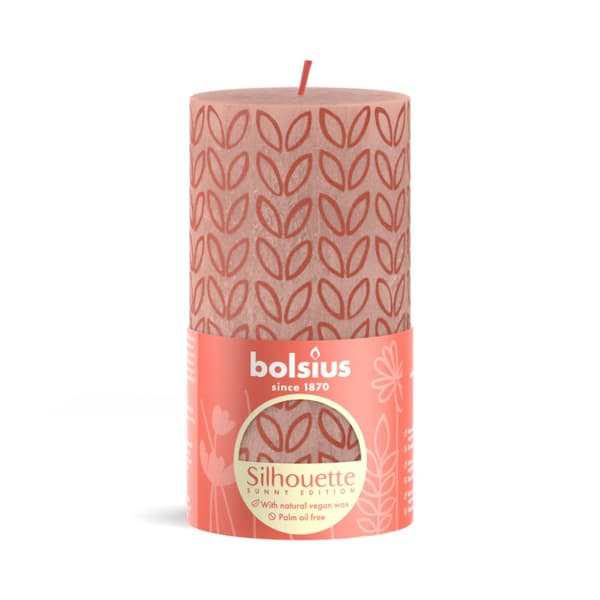 No Brand Bolsius Pillar Candle Silhouette Misty Pink With Print 130x68 Mm