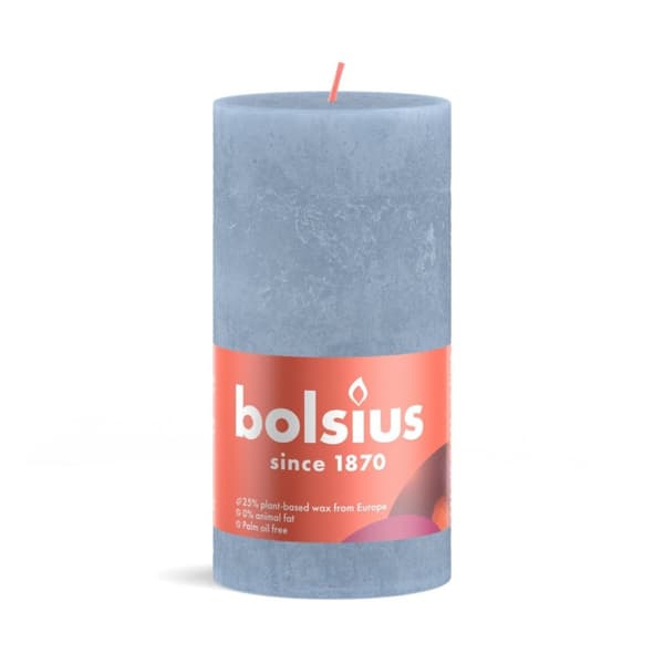 Bolsius Søjlelys Rustik 13x6,8 cm Himmelblå