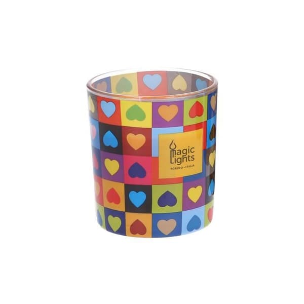 GENERIC - Pop Art Glas Ljus Ø7.5cm H8.4cm Hearts Magic Lights