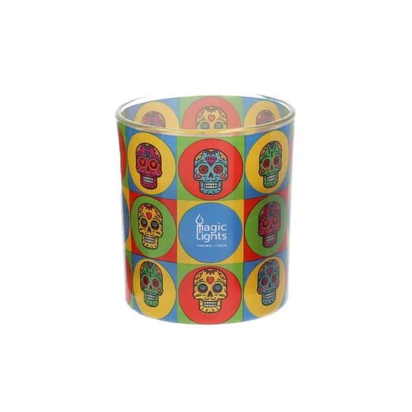 GENERIC - Pop Art glasljus Ø7.5cm H8.4cm Skull Magic Lights.