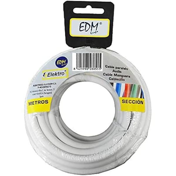 Ljudkabel - EDM - 28025 - 2x1mm - Vit - 25 meter