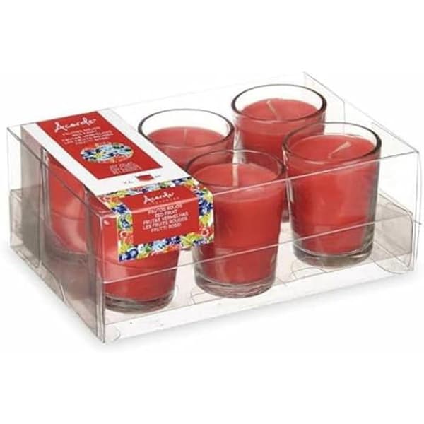 Doftljus - Glas - Röda frukter - Set om 12 - 6,5 cm - Rumsdoft
