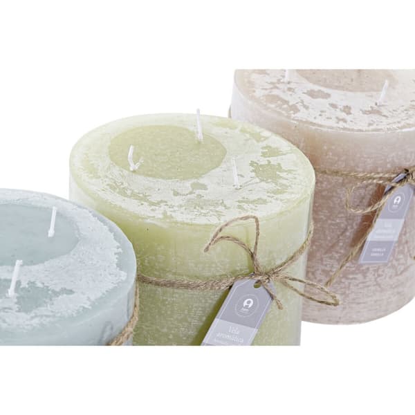 Stearinlys DKD Home Decor Vanilje Voks Grunnleggende (12 x 12 x 12 cm) (3 enheter)