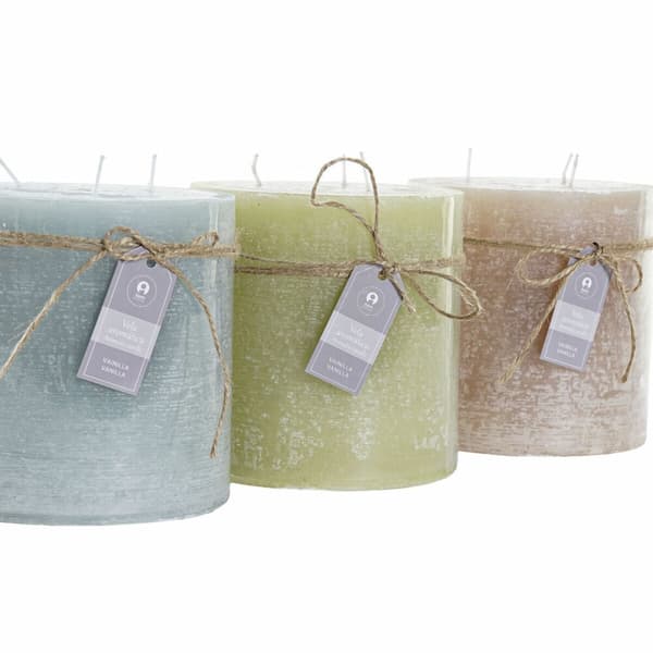 Stearinlys DKD Home Decor Vanilje Voks Grunnleggende (12 x 12 x 12 cm) (3 enheter)