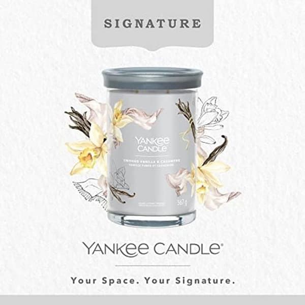 Doftljus - YANKEE CANDLE - Stort ljus med rökig vanilj - Dubbel väge - Sojavax - Dekorativt glas