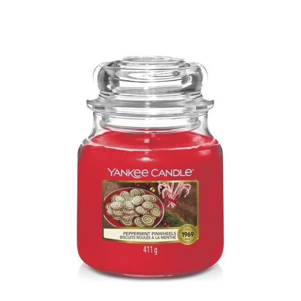 YANKEE LJUS PEPPERMINT PINWHEELS VAX LJUS RUND RÖD 1 STK(AR)