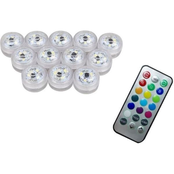 IPUIS dränkbara led-ljus - 12 st flerfärgade + enfärgade för bröllop, fest, födelsedag, pool