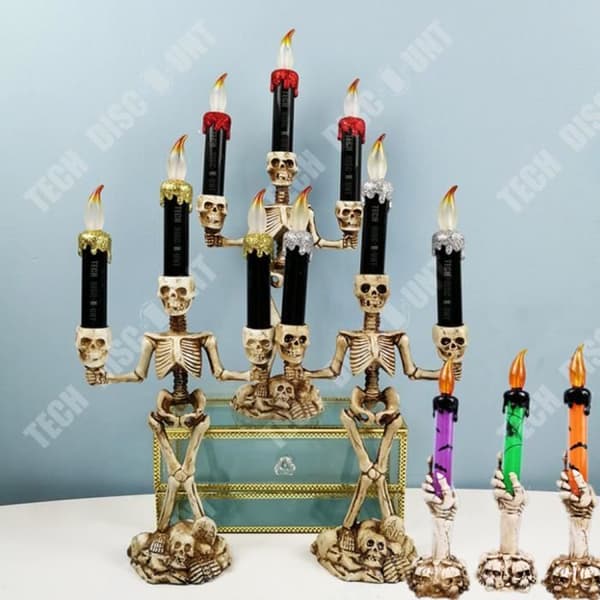 Halloween 3-grenad stående ljusstake Dekorativ skalle Skalle Ben Kropp Skelett Fest LED Spöke Skräck Skräck Dekoration