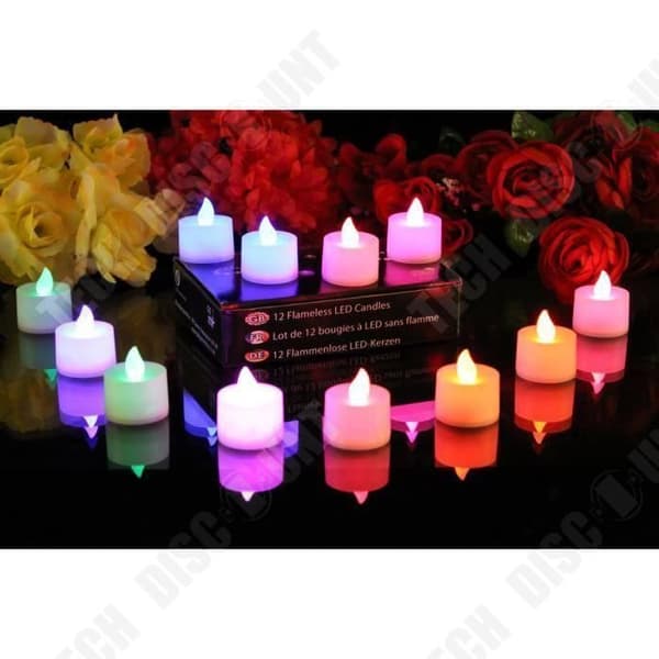 TD® 12-pack elektronisk LED-ljusljus - batteridrivna ljus, flamfria - färg LED-dekoration för julklapp till hemmet