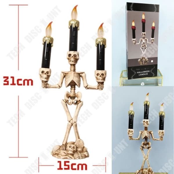 TD® Halloween Stående Ljusstake 3 Grenar Dekorativ Skalle Skalle Ben Kropp Skelett Fest LED Spöke Skräck Skräck Decoratio