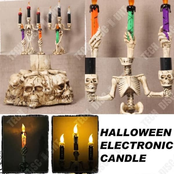 TD® Halloween Stående Ljusstake 3 Grenar Dekorativ Skalle Skalle Ben Kropp Skelett Fest LED Spöke Skräck Skräck Decoratio