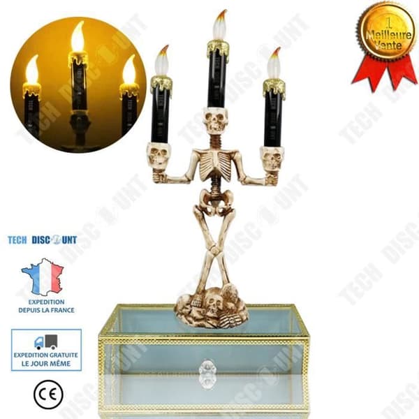 TD® Halloween Stående Ljusstake 3 Grenar Dekorativ Skalle Skalle Ben Kropp Skelett Fest LED Spöke Skräck Skräck Decoratio