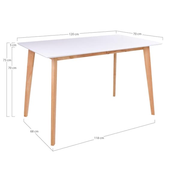 Matbord, Vojens, 70x120x75 cm, Vit