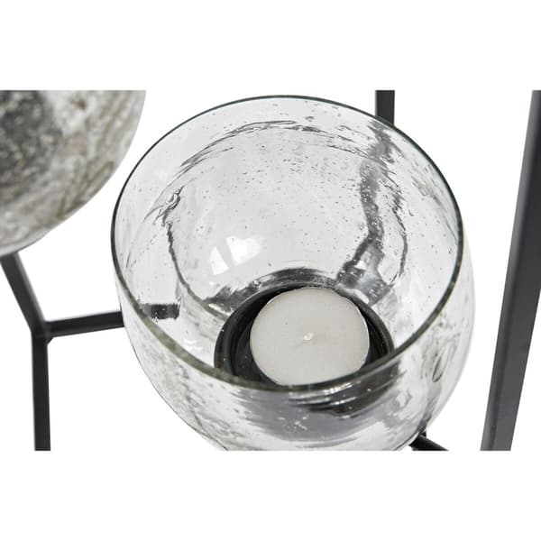 Ljusstakar DKD Home Decor Glas Svart Transparent 18 x 18 x 76 cm Järn